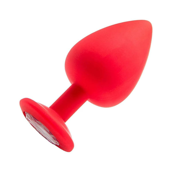 Plug Con Joya Anal Siliconado Rojo